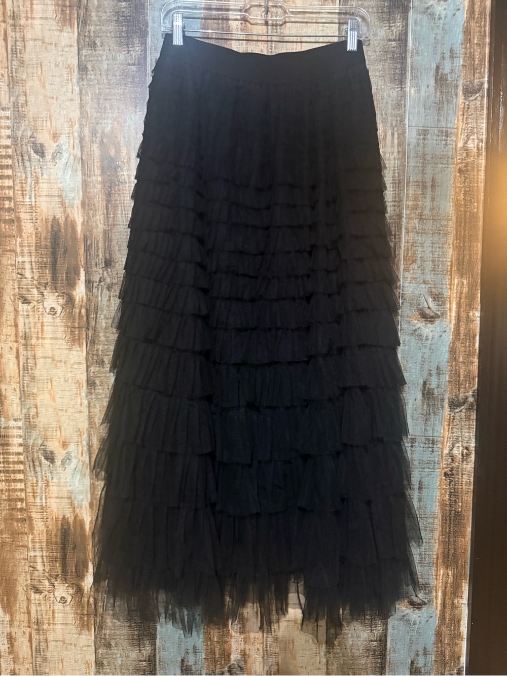 Black Tiered Ruffle Maxi Skirt - Women